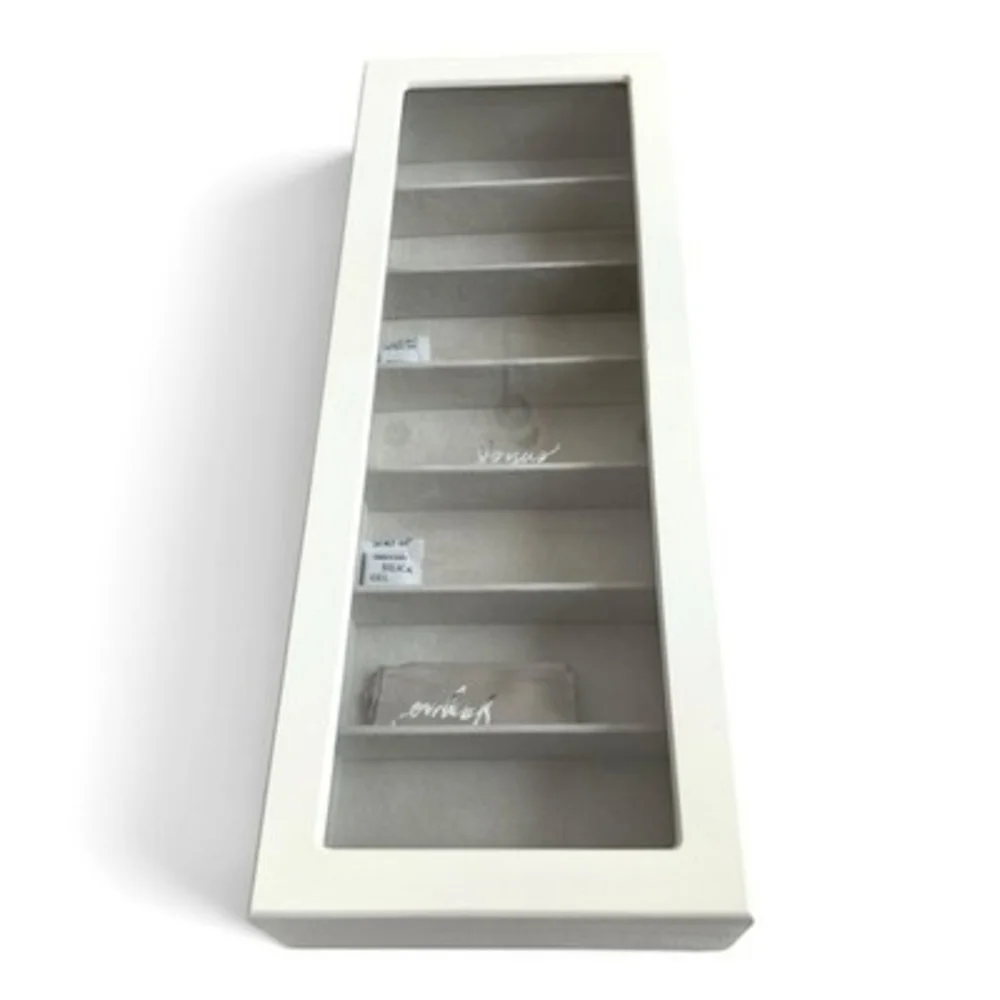 White Wood Sunglasses Display Case 7-Compartment 7x19x3